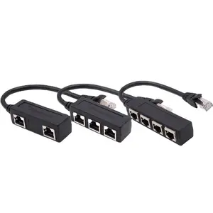 3 in 1 RJ45 Splitter LAN Ethernet Network RJ45 Adapter Connector Extender Cable 1 Male to 2/3 Female Networking Extension