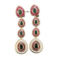 Anting Pernikahan Mewah Terlaris Perhiasan Pengantin Fashion Zirconia Ruby Anting Batu Bentuk Tetesan Air Hadiah Pesta Anting Tetesan Air.
