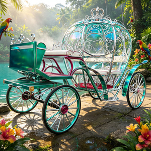 Chariot de princesse de luxe en forme de citrouille blanche avec couronne dorée pour défilé de mariage - Product Image 1