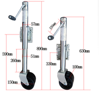 Noir 6 "double roues remorque jockey roue pulvérisation remorque Jack avec support 10" voyage réglable jockey roue pour caravane RV