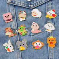 Épingles de revers écologiques personnalisées en émail souple, motif animaux du zodiaque chinois mignons, 12 signes, pour cadeaux d'enfants et bijoux