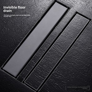 OEM Gun Gray Solid Invisible Floor Drain Brushed Stainless Steel for Odor Insect-Proof Side Row in Kitchen Bathroom Balcony - Product Image 2