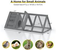 Clapier à lapins Petit poulailler Extérieur Cage à caille à cadre en A avec 2 portes et cage de course Clapier à caille triangulaire en bois pour petit animal