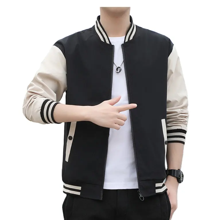 2022 new spring men's casual jacket Korean Style Long Sleeve Round Neck clothing baseball uniform men's