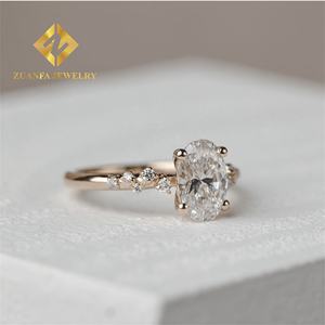 Luxo 14k Ouro Amarelo Boutique Nupcial Jóias De Casamento Flawless Oval + Marquise Moissanite Diamante Noivado Wedding Band Anel - Product Image 6