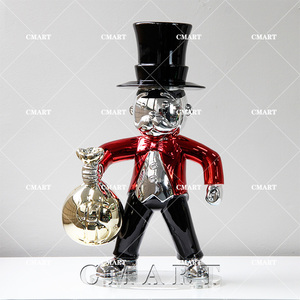 Sculpture d'art en résine en gros : Amour, Billionaire, pour la sculpture d'art, avec motifs <span class=keywords><strong>de</strong></span> crème glacée, dollar <span class=keywords><strong>de</strong></span> dessin animé, homme riche et sac d'argent - Product Image 5