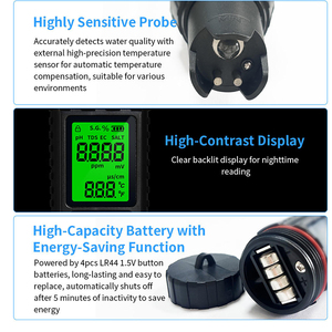 <span class=keywords><strong>Testeur</strong></span> de <span class=keywords><strong>sel</strong></span> numérique pour <span class=keywords><strong>piscine</strong></span> et pH-mètre 7 en 1, <span class=keywords><strong>testeur</strong></span> d'eau, salinité, pH, température, ECS, G, ORP et TDS pour aquarium, piscines - Product Image 4