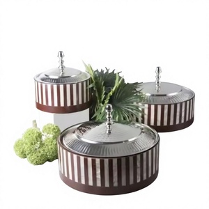 Casseroles rondes avec couvercle en acier inoxydable, design moderne, pot en métal durable pour la maison, les mariages, les hôtels - Product Image 1