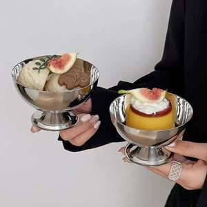 <span class=keywords><strong>Mini</strong></span> bols à dessert sur pied en acier inoxydable vintage, bols à pudding, à lait, à gelée, coupes à glace pour café, hôtel, restaurant - Product Image 6