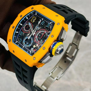 Montre chronographe pour homme en fibre de carbone, cadran squelette, forme tonneau, mécanique, sport - Product Image 4