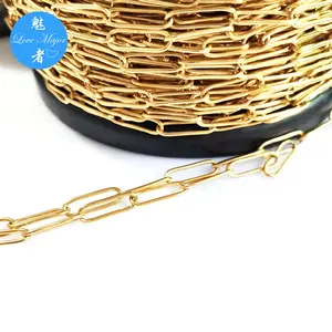 18 Karat vergoldete klassische Mode ovale Rolo-Kette für Edelstahl Schmuck Halskette und Armband Juwel Herstellung DIY Produkt