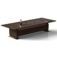 Table de réunion de table de bureau classique de conférence multi-personnes en option avec alimentations à double rail d'alimentation