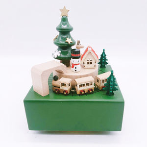 Cadeau de noël de montagnes russes en bois boîte à musique mobile petit train - Product Image 3