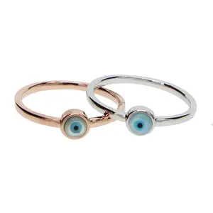 Mode delicate sieraden turkse evil eye parelmoer evil eye enkele steen eenvoudige ring