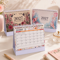 Calendrier de bureau 2027, spirale, planificateur mensuel sur pied, 12 mois, 8 designs esthétiques, aquarelle, cadeau pour le bureau et la maison
