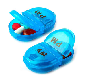 Wholesale 2 Compartment AM PM Pill Box Organizer Plastic Pill Case