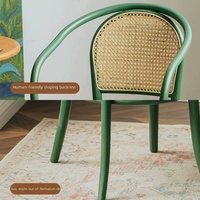 Chaise de salle à manger en bois massif avec revêtement souple, fauteuil vert TON33, chaise en rotin pour la maison, chaise de designer avec dossier