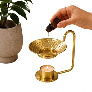Top Selling Hammered Design Round Shape Brass Tabletop Decorative Incense <b>Oil</b> <b>Burner</b> Aromatherapy Diffuser Incense <b>Burner</b> Deco - Product Image 1