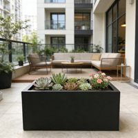 Jardinière rectangulaire en acier inoxydable, pot de fleurs moderne pour balcon, conteneur pour plantes d'extérieur et d'intérieur