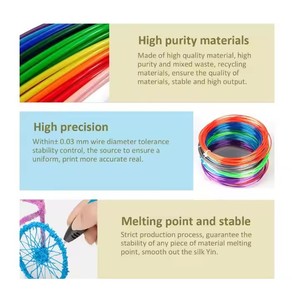 PLA Filament PCL FILAMENT 3D Imprimante Stylo Accessoire Multicolore 3D Stylo Plastique Filagment 10/20 Rouleaux 5M/Couleur 1.75mm - Product Image 4