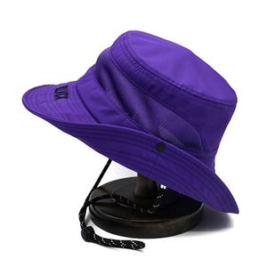 High Quality <b>Womens</b> Breathable Foldable Embroidered Sunshade <b>Bucket</b> <b>Hats</b> Custom Purple <b>Bucket</b> <b>Hat</b> with String - Product Image 5