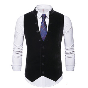 <strong>Mens</strong> <strong>Velvet</strong> Formal Vest Slim Fit Business Suit Vest Solid Color Sleeveless <strong>Waistcoat</strong> - Product Image 1