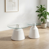 Ensemble de tables basses en verre trempé pour salon moderne et luxueux, table basse ronde personnalisée