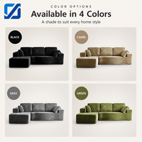 Canapé modulaire en tissu couleur camel, emballage sous vide, convertible en ensemble sectionnel, housse amovible, vente en gros