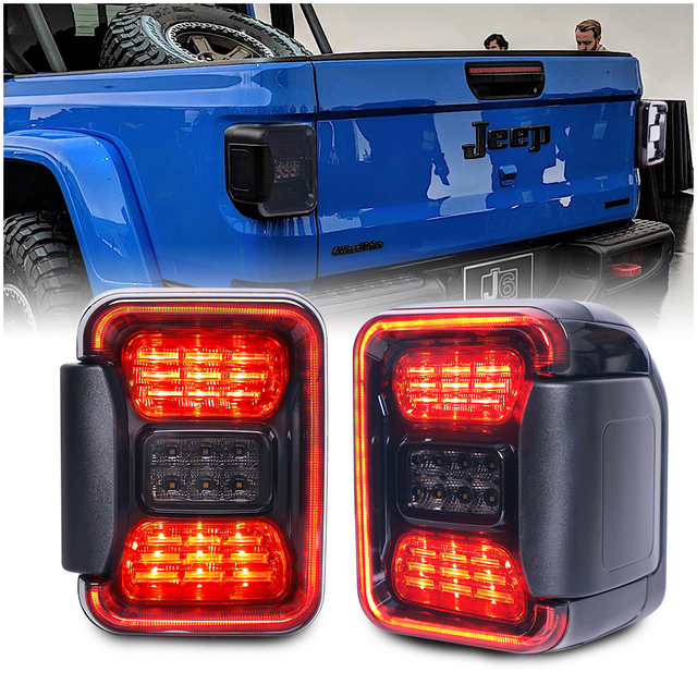 Rear Lights 30W LED Tail Lights Reverse Brake Lamps Daytime Running Light Turning Functions for Jeep Wrangler JK JT 2007-2018