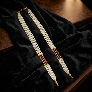 Collar de Perlas Mala de Varias Capas de Primera Calidad |   Joyería nupcial india para novias |   Collar de Perlas Tradicional en Capas - Product Image 1