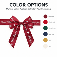 Ruban en satin personnalisé pour Noël, nœuds pré-noués avec élastique pour emballage de boîtes cadeaux, décoration de fêtes, vente en gros