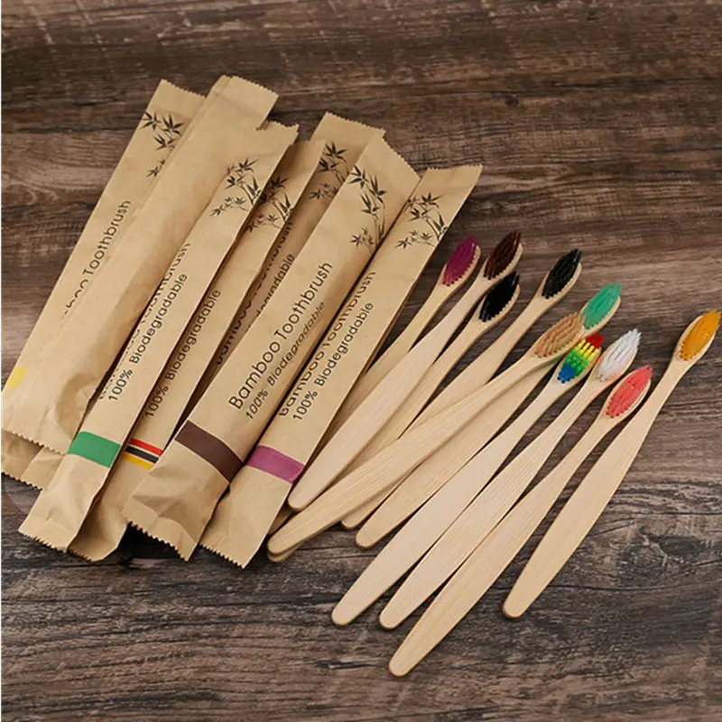 Adult Eco Friendly Bamboo Reasuable Toothbrushes Portable Wooden Soft Tooth Brush For Home Travel Hotel Use