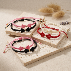 Bracelet en macramé tressé fait main Resoul avec nœud papillon, joli bracelet d'amitié en fil rouge, réglable, pour femmes et filles, <span class=keywords><strong>cadeau</strong></span> coquette - Product Image 1