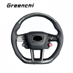 Volante Deportivo de Cuero y Fibra de Carbono con Base Plana para <span class=keywords><strong>Audi</strong></span> <span class=keywords><strong>A6</strong></span> A6L A7 A8 C8, Mejora y Modificación - Product Image 1