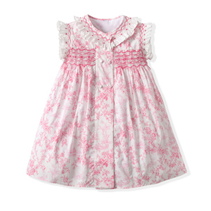 Biểu Tượng Tùy Chỉnh Không Tay Smocked Toddler Cô Gái Ăn Mặc Với Ngọt Ngào In Handmade Quần Áo Sinh Nhật Cho Trẻ Em Odm Cung Cấp - Product Image 1