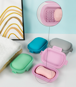 Nuovo Portasapone Portatile in Silicone con Coperchio Antigoccia, Contenitore per <span class=keywords><strong>Sapone</strong></span> Pieghevole per Viaggi e Hotel - Product Image 2