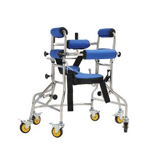 Children Standing Trainer <b>Walker</b> Steel <b>Frame</b> Adjustable Height 0.9-1.3m With Wheels For Kids Rehabilitation - Product Image 4