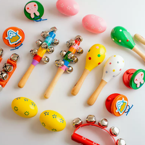 Instruments de percussion Orff, castagnettes en bois et en fer, aides pédagogiques musicales pour enfants, maracas, tambourin, tambour à double cloche - Product Image 5