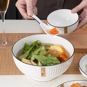 Ciotole e Piatti in Ceramica Bianca Smaltata Personalizzati da 7 Pollici, Grandi Ciotole in Porcellana con Logo Personalizzato per Matrimoni - Product Image 2