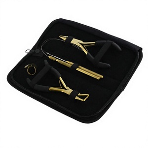 Kit d'outils personnalisés pour extensions capillaires avec pince à micro-perles (fermeur et ouvre-perles), anneau de séparation pour micro-liaisons, crochet d'enfilage et boucle de tirage - Product Image 1