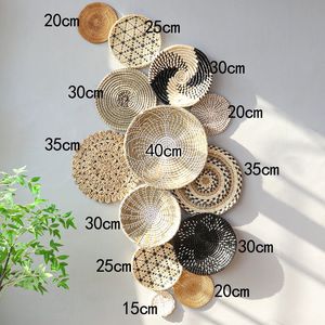 Décorations tissées à la main 45X45X15CM, décoration murale en <span class=keywords><strong>paille</strong></span> nordique pour salon, décoration murale de fond, décoration bohème - Product Image 1
