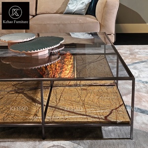 <span class=keywords><strong>Table</strong></span> basse italienne <span class=keywords><strong>de</strong></span> luxe en marbre pour salon avec structure en métal et acier inoxydable <span class=keywords><strong>Table</strong></span> basse carrée avec dessus en verre trempé <span class=keywords><strong>Table</strong></span> à thé - Product Image 5