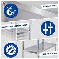 Chariot de préparation mobile à 3 niveaux en acier inoxydable pour service de traiteur hôtelier, avec roulettes verrouillables et double plateau inférieur
