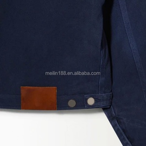 Custom Streetwear High Quality Zipper Work <b>Jacket</b> Boxy Cropped Vintage Blank Leather Lapel Workwear Duck <b>Canvas</b> <b>Jackets</b> <b>Men</b> - Product Image 6