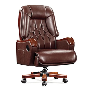 Patron döner yöneticisi gerçek deri yönetici ofis mobilya sandalye ahşap lüks patron sandalyesi - Product Image 2