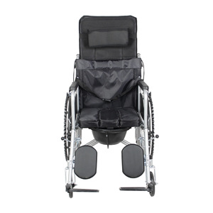 Manual Wheelchair With <b>Commode</b> Full Reclining Adjustable Backrest <b>Folding</b> Design For Elderly Mobility Assistance - Product Image 1
