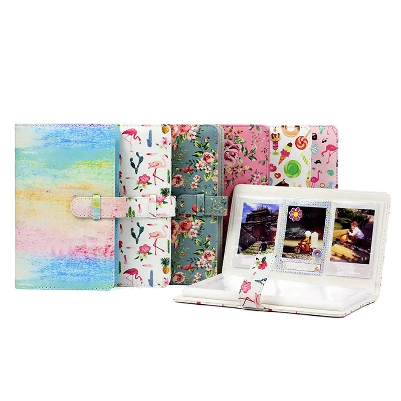 Wholesale 3 Inch 96pcs Multiple Designs PU Photo Cards Pocket Cover Italian Leather Photo Album