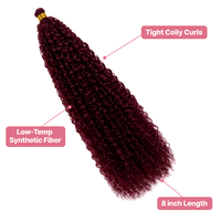 Cheveux synthétiques Marlybob en fibre basse température pour tresses, extensions de cheveux bouclés couleur unie ombrée pour femmes