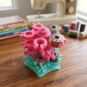 Torre de Almacenamiento de Bobinas AA0232 Bobbin Saver Stack |   Anillos Rosados de Plástico para Guardar Bobinas con Inserciones Metálicas para Máquinas de Coser - Product Image 3