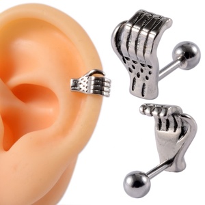 Boucles d'oreilles vintage punk en or, clous d'oreille, crâne, griffe de démon, squelette, pour hommes, femmes, unisexe, tendance, en acier inoxydable, cadeau de fête, bijoux - Product Image 2